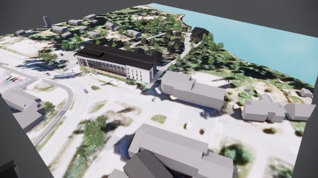 Havainnekuva uudesta hotellista Ranuan kirkonkylässä entisen hotelli Ilveslinnan tontilla